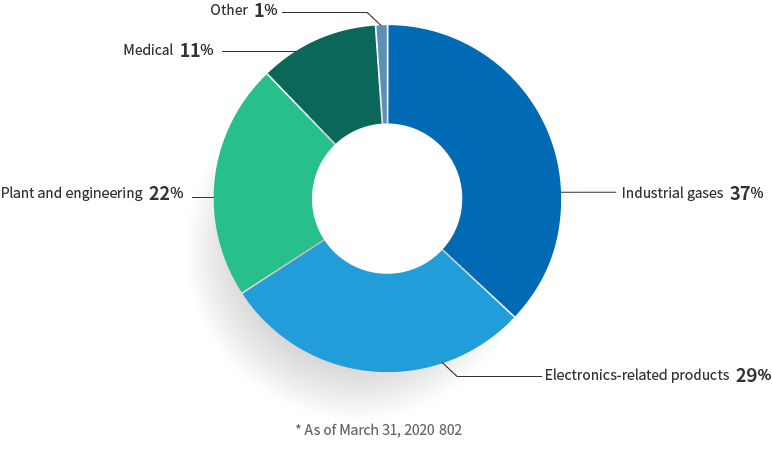 Breakdown of Patent Portfolio of Taiyo Nippon Sanso Corporation in Japan by Business